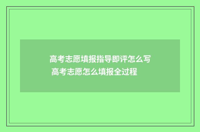 高考志愿填报指导即评怎么写 高考志愿怎么填报全过程