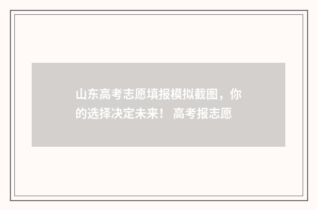 山东高考志愿填报模拟截图，你的选择决定未来！ 高考报志愿