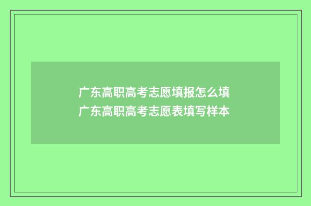 广东高职高考志愿填报怎么填 广东高职高考志愿表填写样本