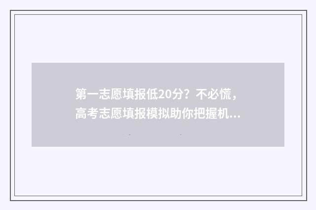 第一志愿填报低20分？不必慌，高考志愿填报模拟助你把握机会！ 第一志愿填报技巧