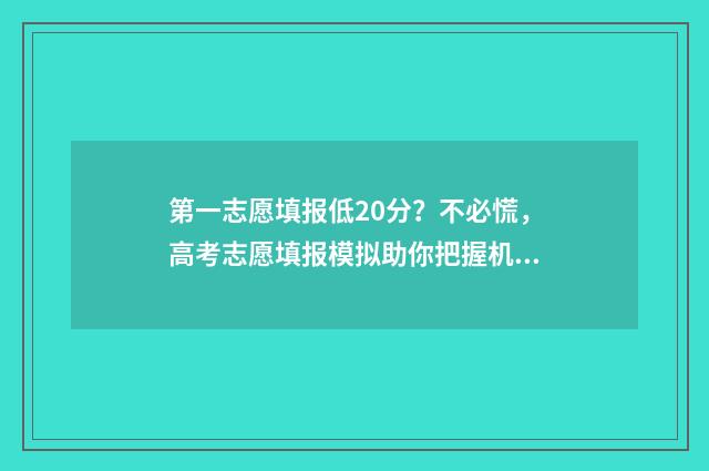 第一志愿填报低20分？不必慌，高考志愿填报模拟助你把握机会！ 第一志愿填报技巧