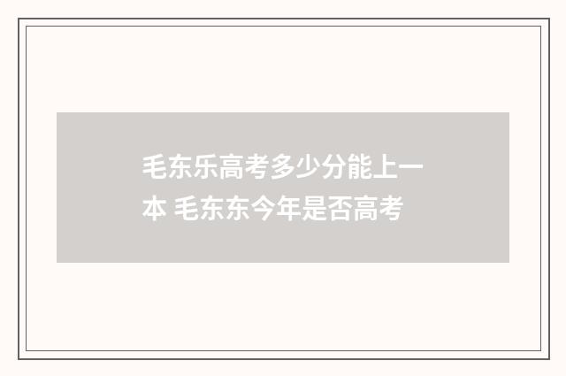毛东乐高考多少分能上一本 毛东东今年是否高考
