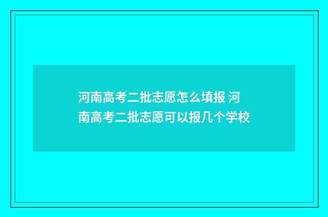 河南高考二批志愿怎么填报 河南高考二批志愿可以报几个学校