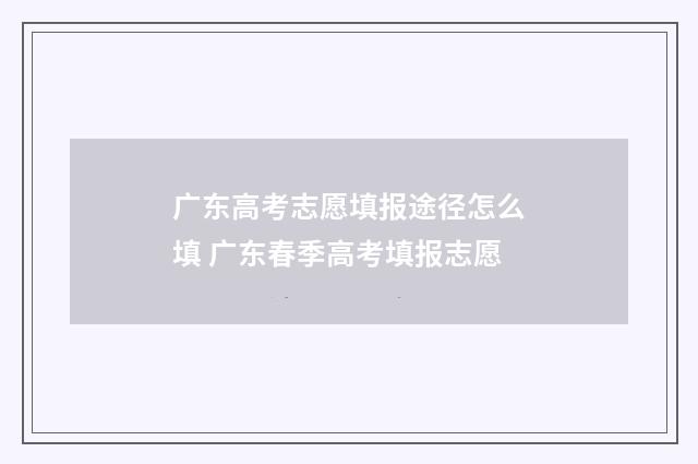 广东高考志愿填报途径怎么填 广东春季高考填报志愿