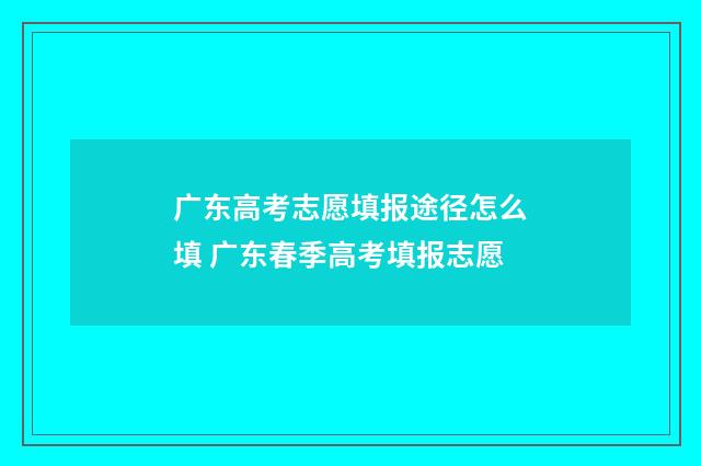 广东高考志愿填报途径怎么填 广东春季高考填报志愿