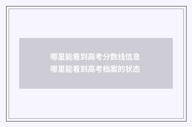 哪里能看到高考分数线信息 哪里能看到高考档案的状态
