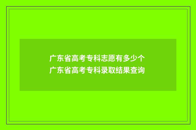 广东省高考专科志愿有多少个 广东省高考专科录取结果查询