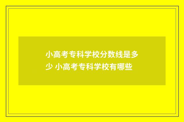 小高考专科学校分数线是多少 小高考专科学校有哪些
