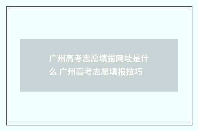 广州高考志愿填报网址是什么 广州高考志愿填报技巧