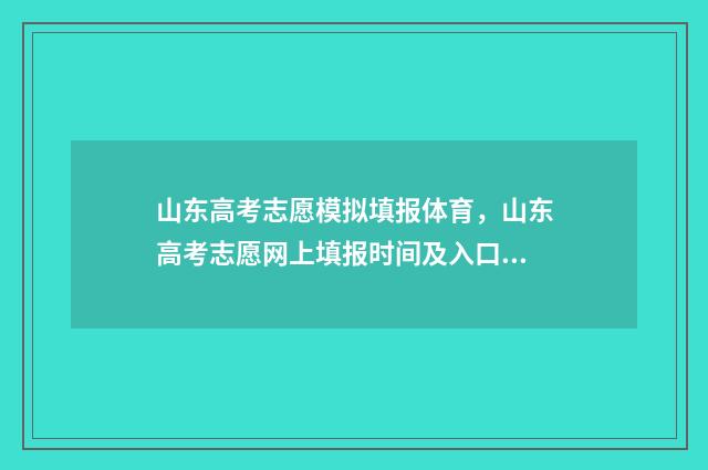 山东高考志愿模拟填报体育，山东高考志愿网上填报时间及入口,体育类专业志愿填报指南 山东高考志愿模拟填报系统官网