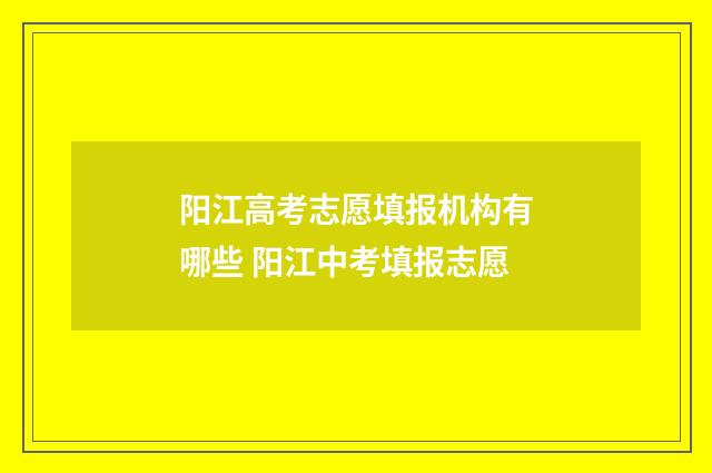 阳江高考志愿填报机构有哪些 阳江中考填报志愿