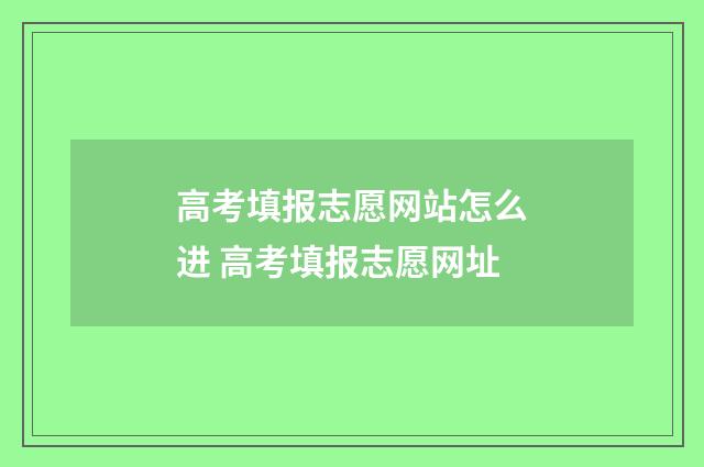 高考填报志愿网站怎么进 高考填报志愿网址