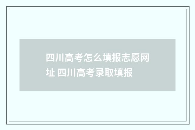 四川高考怎么填报志愿网址 四川高考录取填报