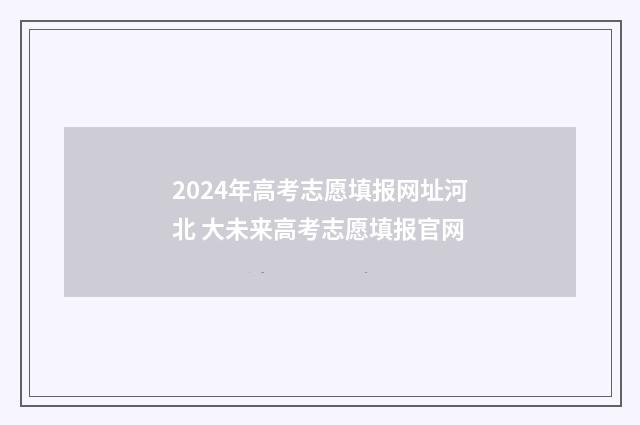 2024年高考志愿填报网址河北 大未来高考志愿填报官网