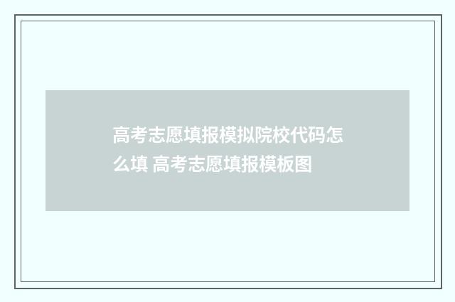 高考志愿填报模拟院校代码怎么填 高考志愿填报模板图