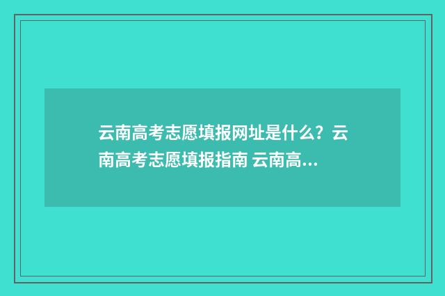 云南高考志愿填报网址是什么？云南高考志愿填报指南 云南高考志愿填报查询