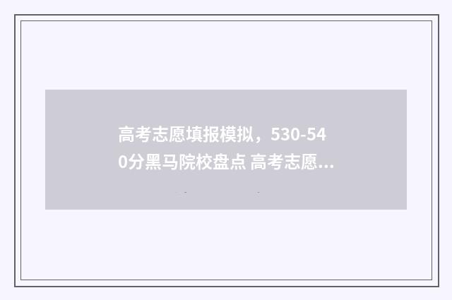 高考志愿填报模拟，530-540分黑马院校盘点 高考志愿填报模板完整版