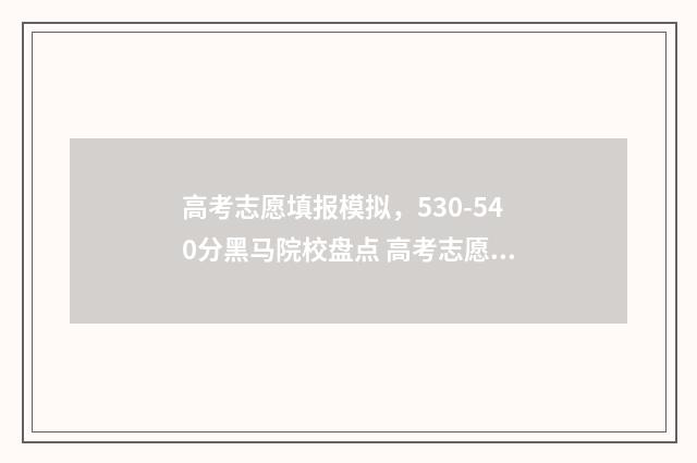 高考志愿填报模拟，530-540分黑马院校盘点 高考志愿填报模板完整版