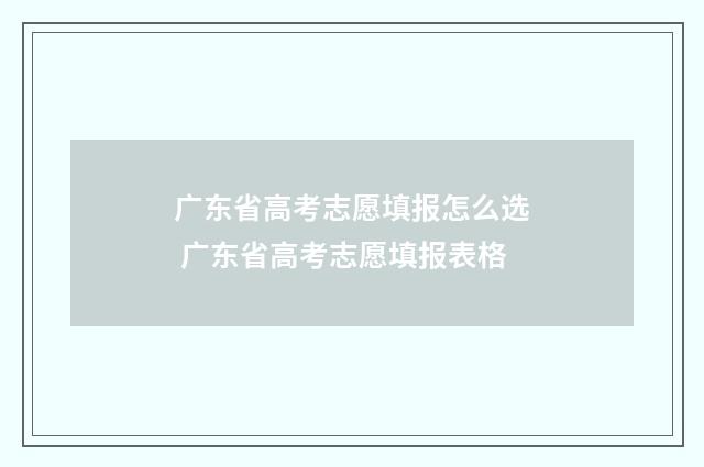 广东省高考志愿填报怎么选 广东省高考志愿填报表格