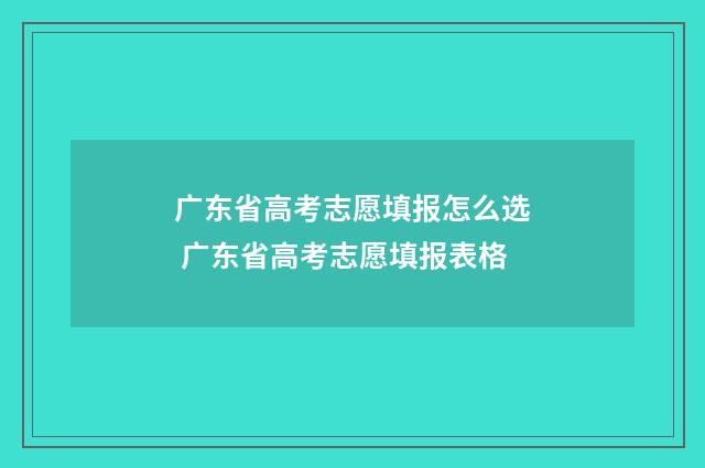 广东省高考志愿填报怎么选 广东省高考志愿填报表格