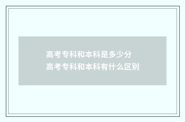 高考专科和本科是多少分 高考专科和本科有什么区别