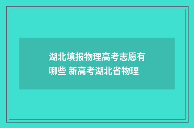 湖北填报物理高考志愿有哪些 新高考湖北省物理