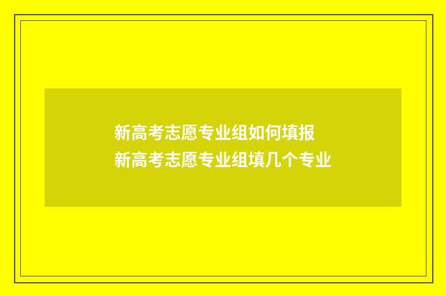 新高考志愿专业组如何填报 新高考志愿专业组填几个专业