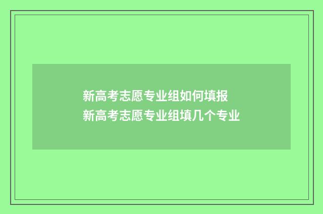 新高考志愿专业组如何填报 新高考志愿专业组填几个专业