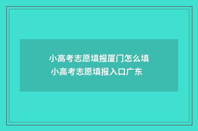 小高考志愿填报厦门怎么填 小高考志愿填报入口广东