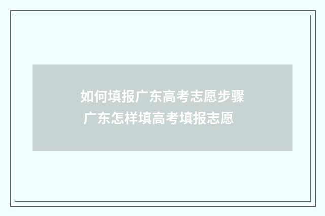 如何填报广东高考志愿步骤 广东怎样填高考填报志愿