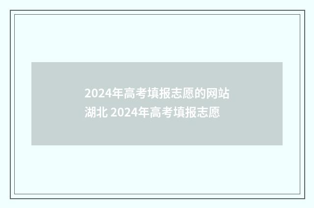 2024年高考填报志愿的网站湖北 2024年高考填报志愿