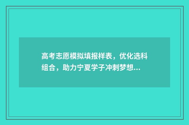 高考志愿模拟填报样表，优化选科组合，助力宁夏学子冲刺梦想！ 高考志愿模拟填报系统官网