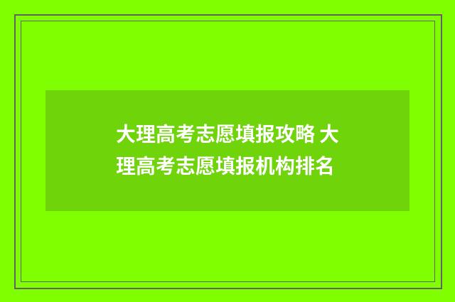 大理高考志愿填报攻略 大理高考志愿填报机构排名