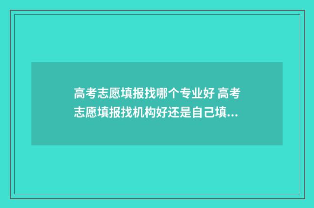高考志愿填报找哪个专业好 高考志愿填报找机构好还是自己填报好