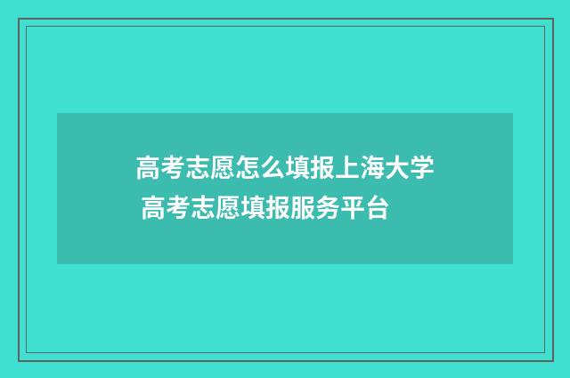 高考志愿怎么填报上海大学 高考志愿填报服务平台