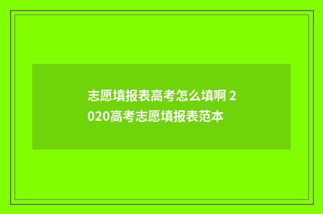 志愿填报表高考怎么填啊 2020高考志愿填报表范本