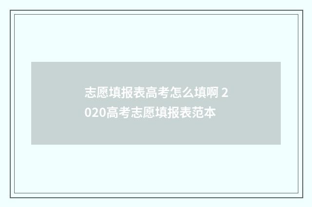 志愿填报表高考怎么填啊 2020高考志愿填报表范本