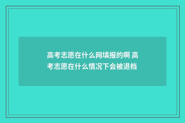 高考志愿在什么网填报的啊 高考志愿在什么情况下会被退档