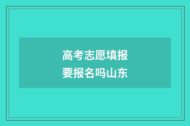 高考志愿填报要报名吗山东