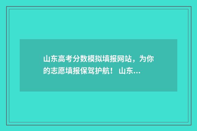 山东高考分数模拟填报网站，为你的志愿填报保驾护航！ 山东高考模拟试卷2021
