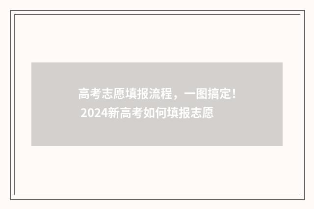 高考志愿填报流程，一图搞定！ 2024新高考如何填报志愿