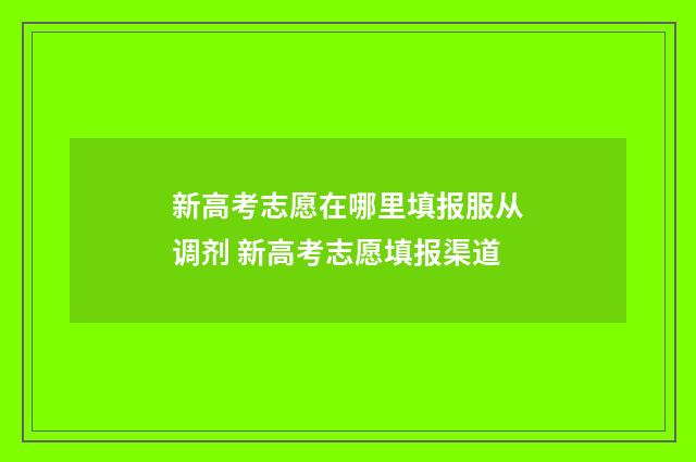 新高考志愿在哪里填报服从调剂 新高考志愿填报渠道