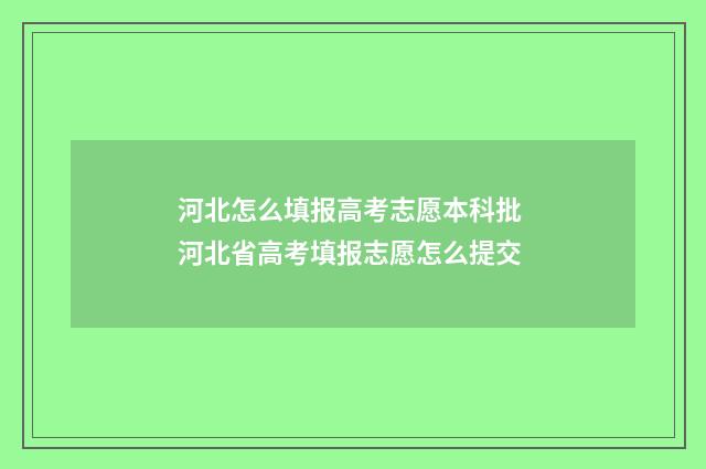 河北怎么填报高考志愿本科批 河北省高考填报志愿怎么提交