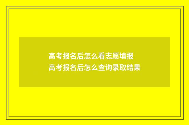高考报名后怎么看志愿填报 高考报名后怎么查询录取结果
