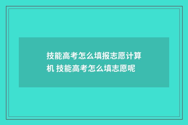 技能高考怎么填报志愿计算机 技能高考怎么填志愿呢