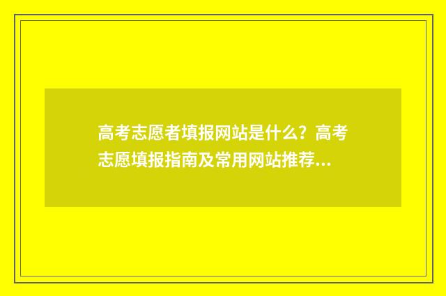 高考志愿者填报网站是什么？高考志愿填报指南及常用网站推荐 高考志愿者填报指南