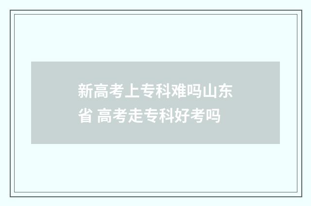 新高考上专科难吗山东省 高考走专科好考吗