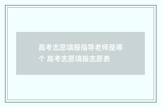 高考志愿填报指导老师是哪个 高考志愿填报志愿表