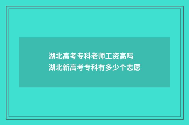 湖北高考专科老师工资高吗 湖北新高考专科有多少个志愿