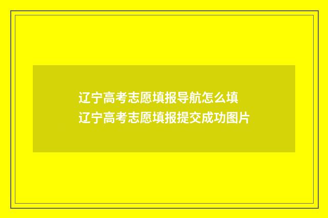 辽宁高考志愿填报导航怎么填 辽宁高考志愿填报提交成功图片